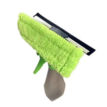 Window Cleaner with Microfiber Cloth - Multifunctional Plastic Cleaning Tool for Living Room, Toilet, Kitchen, Car, Glass Surfaces